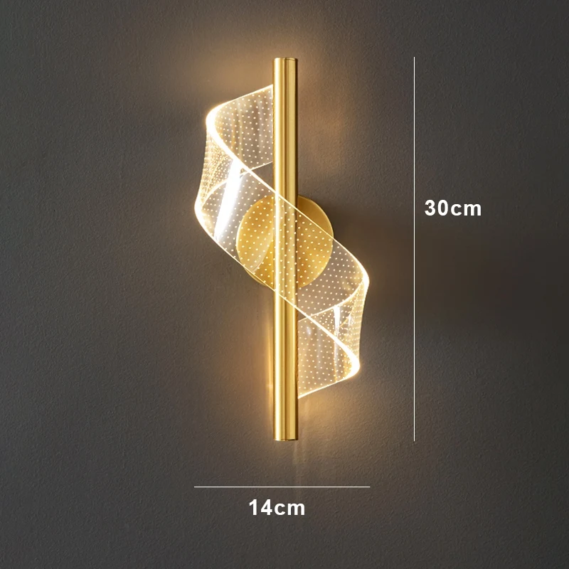1 BUC LED-uri Lampă de Perete Spirala de Aur Acasă Noptiera Camera de zi Coridor Decorative Lampă de Perete