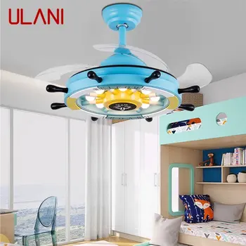 ULANI Copil Modern, Ventilator de Tavan Lumini Cu Telecomanda 3 Culori LED Albastru Pentru Acasa, Camera copil de grădiniță Dormitor Restaurant