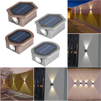 2 Modul de Lumini Solare în aer liber Lampa de Perete în Sus și în Jos Lumini de Gradina rezistent la apa LED pentru Balcon Strada Decoratiuni de Gradina