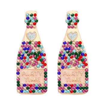JURAN Exagerat de Cristal Colorate Stras Cocktail Sticla de Cercei pentru Femei Fata de Club de noapte, Bar de Partid Declarație Dată de Bijuterii