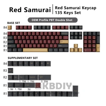 KBDiy GMK Roșu Samurai Clona Keycap OEM Profil PBT Taste Rosu Negru 135 Tasta Caps Set de Tastatură Mecanică MX Comutator Personalizate