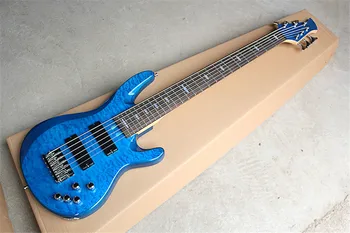 De înaltă Calitate 6 Siruri de caractere Corp Albastru Chitara Bass Electrica cu Hardware-ul Chrome Oferta Personaliza