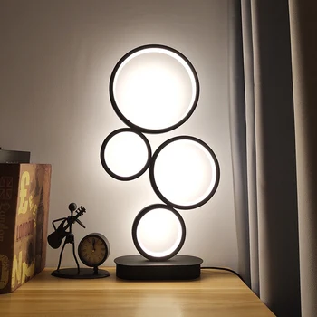 4-Cercul Estompat LED Lampă de Masă Moderne Rotund Lampa Unic de Design de Iluminat modern luminos Reglabil, Negru, Plug SUA