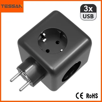 TESSAN UE Plug mai Multe Priză de Perete Extender cu AC de Desfacere și Porturi USB, Cub Priză Adaptor Încărcător de Călătorie Acasă