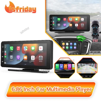 Portabil 6.86 Inch Auto Multimedia Player Carplay, Android Auto Monitor de Navigare GPS cu Ecran Tactil Vehicul Radio DVR Bord
