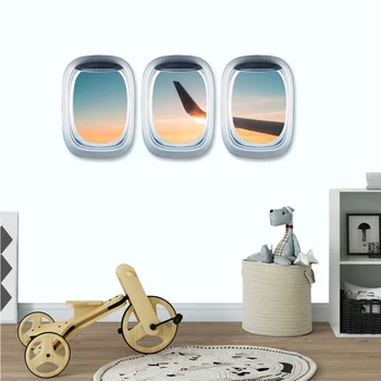 [Home Decoratiuni] Ew028 3D Combinație Hublou Avion de Aer Peisaj Fals Fereastra de Autocolante de Perete pentru Camera Copiilor de Grădiniță Auto