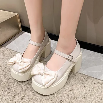 Alb Platforma Tocuri Femei Mary Jane Pantofi Vintage Fete Toc Inalt Platforma Pantofi Lolita Stil Japonez Student Pantofi