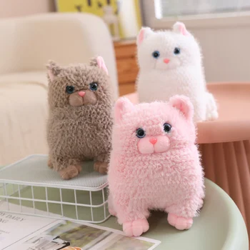 3 Culori Pufos Pisica Jucărie de Pluș Umplute cu Capul Mare Bichon Kawaii Realiste de Animale Papusa Jucării pentru Fete Fete Cadou