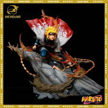 24cm Naruto Figura Namikaze Minato Anime Figuri de Piatră Patru Generații Figurine Model Pvc Statuie Păpușă de Colecție Decora Jucării