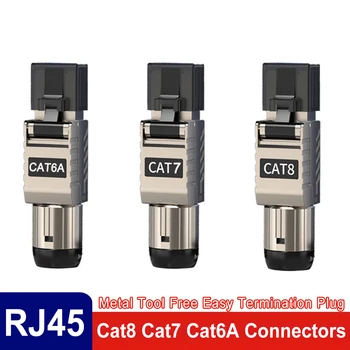 RJ45 Cat8 Cat7 Cat6A Conectori RJ45 de Metal Instrument Gratuit, Ușor de Reziliere Plug 2000MHz 40G de Mare viteză Cablu LAN 22AWG - 24AWG