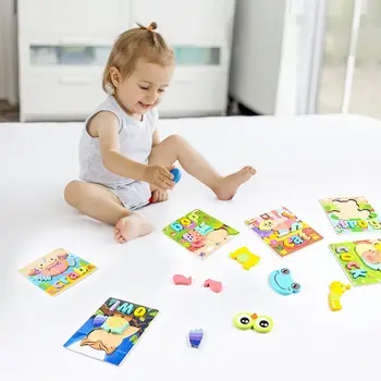 Copilul Montessori Jucării 3d Puzzle din Lemn Animale de Desene animate Trafic Puzzle de Învățare Timpurie Jucării Educative pentru Copii de Cadou