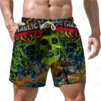 De vânzare fierbinte pentru bărbați pantaloni scurți și pantaloni de plajă în vara anului 2023, horror craniu imprimate 3D Hawaiian beach stil casual barbati pantaloni