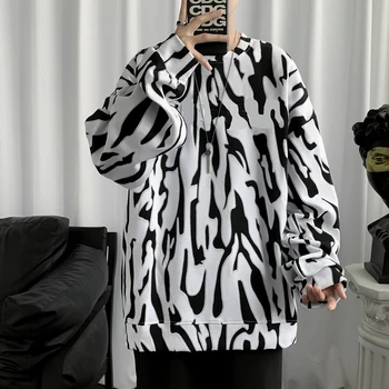 2023 Imprimare Tricou Barbati Harajuku Hoodies O Gatului Maneca lunga Tricou Casual Mens Pulover Topuri Streetwear Om Hanorace D38