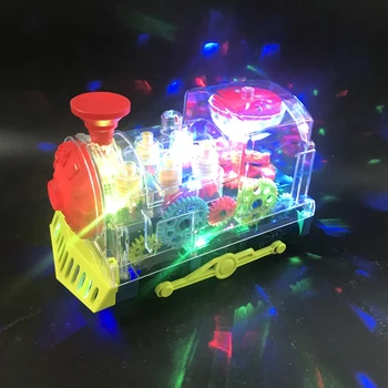 Lumina Tren de Jucărie cu Muzica de Lumina Transparent Echipament Mașină de Jucărie cu Baterii Educațional de Muzică Plin de Jucării pentru Copii pentru Copii