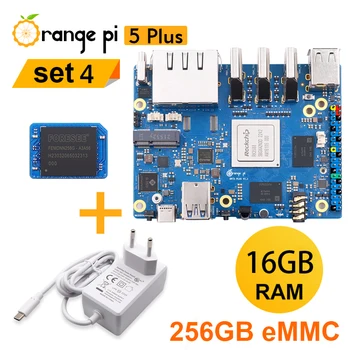 Orange Pi5 Plus 16G + 256G EMMC Module cu UE 5V4A Tip C de Alimentare Singur Computer de Bord Kit RK3588 PCIE Externe Wifi+BT