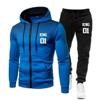 2023 Noi de Iarnă bărbați Îmbrăcăminte pentru Bărbați Seturi de Imprimare Hanorac Set Fleece cu Fermoar Hanorac Casual Sport pantaloni de Trening Barbati Treninguri