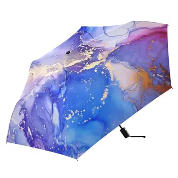 Trei Pliere Umbrela de Ploaie Femei Marmură imprimare de Protecție solară Anti-UV Complet Automată Umbrelă de sex Masculin Umbrela Parasolar 6 Coaste