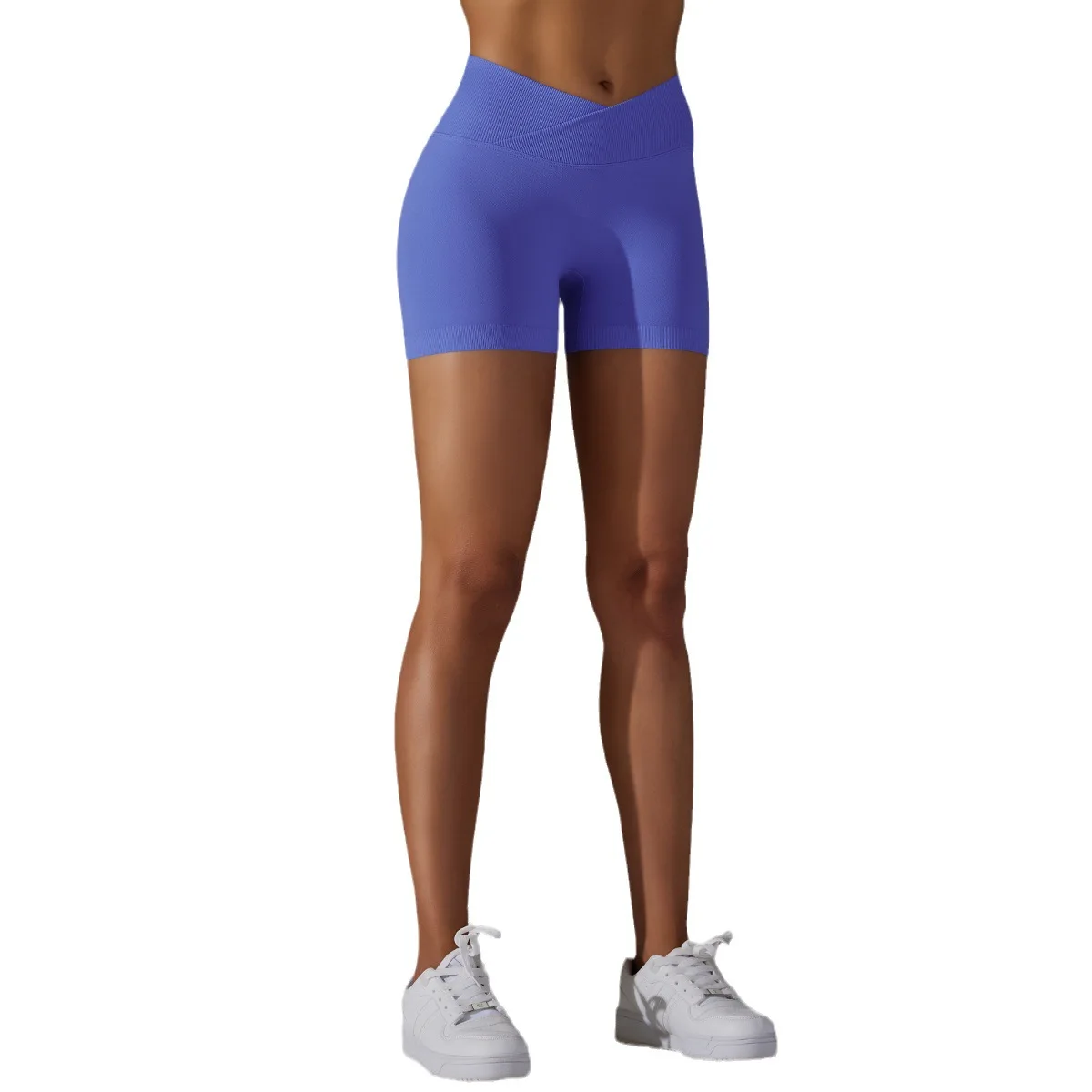 2023 Noi Tricotată fără Respirabil Culoare Solidă Cruce Talie Piersic Hip Yoga pantaloni Scurți de Funcționare Fitness Tripartit Pantaloni pentru Femei