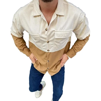 Moda Barbati Retro Carouri Solid Gros Tricouri Haina Rever Singur Pieptul Maneca Lunga de Toamna de Moda de Primăvară Cămașă Îmbrăcăminte