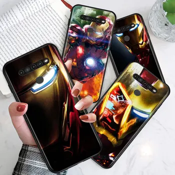 Marvel Avengers Iron Man LG K92 K42 K22 K71 K61 K51S K41S K20 K30 2019 Q60 V60 V50 S V40 V30 G8 Telefonul Negru Acoperi Caz