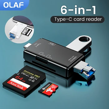Olaf 6 in 1 Multifunctional Usb2.0 Tip C/Usb /Micro Usb/TF/SD Cititor de Carduri de Memorie OTG Card Reader Adaptor de Telefon Mobil Accesorii