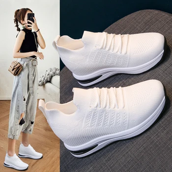 Noi Femeile Platforma Adidași de Moda de Primăvară a Vulcaniza Pantofi Dantela-up ochiurilor de Plasă Respirabil Femei Pantofi Casual Tenis Feminino