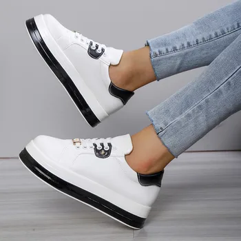 Femeile Platforma Adidasi Trend Pantofi Albi pentru Femei 2023 Noi de Floarea-soarelui Decor Vulcanizat Pantofi Zapatillas Plataforma Mujer