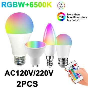2 BUC LED RGB lumina Reflectoarelor/Bec E27/E14/B22/GU10 AC120V/220V 6W/10W IR Control de la Distanță Inteligent RGBW Lampă de Iluminat pentru Interior