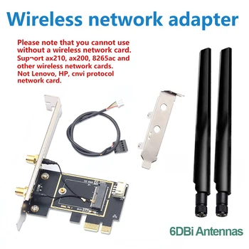 M. 2 PCI Express Wireless Adaptor Convertor cu 6DBi 2x Antena unitati solid state M. 2 WiFi Bluetooth Card Pentru Intel AX210 AX200 9260