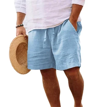 2023 Moda de Vara Noi Bărbați Solid Scurt Casual pantaloni Scurți Cordon Respirabil Pantaloni de Plajă lenjerie de pat din Bumbac pantaloni Scurți de Sport