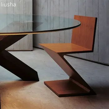 Acasa scaun de luat masa în cele mai vechi din lemn masiv, in forma de Z, scaun minimalist modern designer creativ speciale în formă de spatar scaun