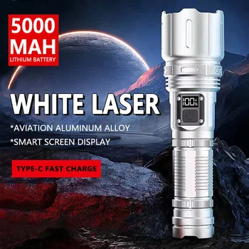 Noile LED-uri de Mare Putere Lanterna Laser Alb Explozie de Tip C de Încărcare Aliaj de Aluminiu Multi-Funcțional 45W Zoom de Iluminare Camping Lumina