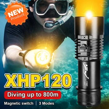 9000LM Profesionist de Scufundări Lanterna XHP120 800m Scufundări Subacvatice Lanterna IPX8 rezistent la apa se arunca cu capul de Lumină, Folosind Baterii 26650