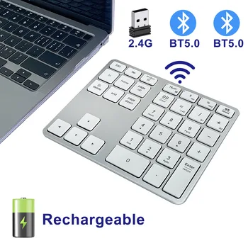 Bluetooth tastatură numerică, Reîncărcabilă, fără Fir Tastatura Numerică Dual-Mode Aluminiu USB Numpad pentru Laptop, MacBook Pro/Air, Mac