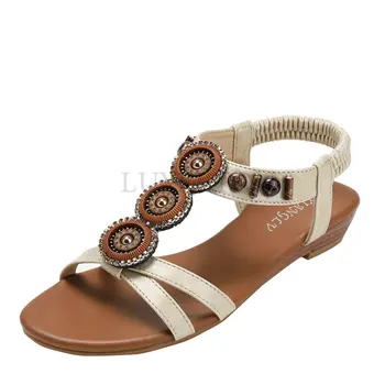 Sandale pentru Femei de Vară Casual Confortabil Flip Flops cu Suport Arc Femei T-Curea Curea Elastica Sandale Plate Boho