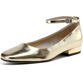 2023 Femei Pompe Pantofi Piele Naturala Office Lady Mary Janes Elegant De Înaltă Calitate Pantofi Retro Stil Elegant, Aur, Argint 34-40