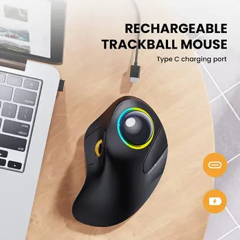 EM03 Ergonomic RGB Rollerball Mouse-ul Reîncărcabilă Calculator Laptop Degetul Arătător de Control Wireless BluetoothTrackball Mouse-ul