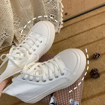 Femei Alb Ridicat Adidasi Panza Pantofi Sport cu Platformă plată Rulează Talpa de Cauciuc Casual Anime coreene de a Vulcaniza Primăvară