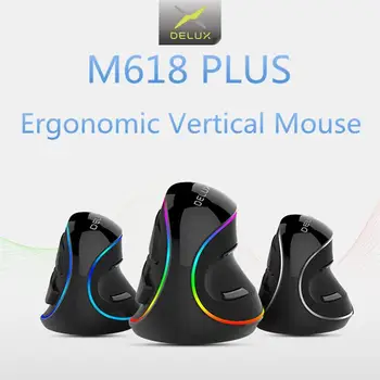 Delux M618 PLUS Verticală Mouse de Gaming cu Fir Ergonomie Soareci Wireless, 6 Butoane 4000 DPI Optic Dreapta Pentru Laptop PC