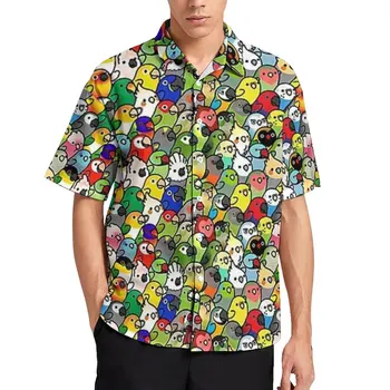 Păsări Colorate De Imprimare Bluze Om Drăguț Papagal, Tricouri Casual Hawaiian Mâneci Scurte Personalizate Cool Supradimensionate Plaja Y2k Idee De Cadou