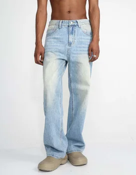 2023 nou stil coreean vrac pantaloni casual, trendy design alb talie mijlocie blugi