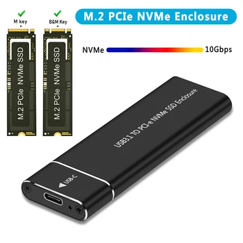 M. 2 NVMe SSD Cabina de Adaptor din Aluminiu Caz C USB 3.1 Gen2 10Gbps să NVMe PCIe Cutie Externă pentru 2230/2242/2260/2280 M2 NVMe SSD