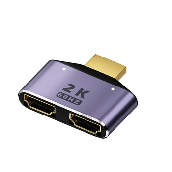 1 2 Adaptor Convertor 8Gbps UHD 2K 60Hz Converter Conector Plug și să se Joace cu Indicator Placat cu Aur pentru Desktop Joc Consola