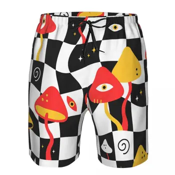 De vară pentru Bărbați, Costume de baie, pantaloni Scurți Trippy Ciuperci Cu Ochii Pe Topi Geometrie Beachwear Trunchiuri de Înot Bărbați costume de Baie