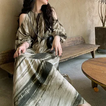 Franceză Stil Vintage pentru Femei Rochie de Vara Gât montat Pe Umăr cu Dungi de Contrast de Culoare Mozaic O-Gât Rochie Casual, Elegant