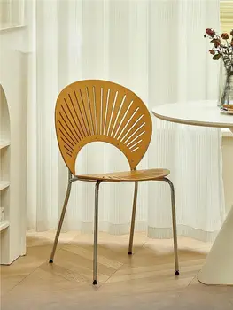 Nordic Design Creativ Shell Scaun Simplu De Uz Casnic Din Oțel Inoxidabil Modern Din Lemn Masiv Spătarul Restaurant Scaun De Luat Masa