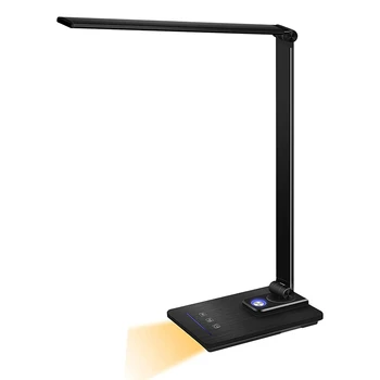 1 buc 5 Culori Moduri Și 6 Niveluri de Luminozitate,Cu USB Port de Încărcare, LED Lampa de Birou Lumina de Noapte (Negru)