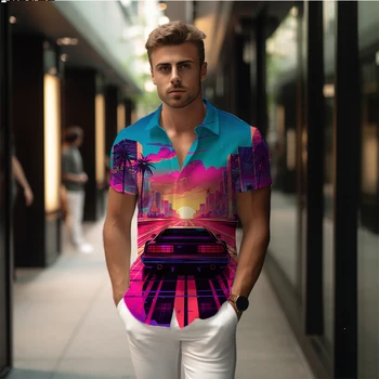 Vară nouă cămașă bărbați masina 3D de imprimare tricou bărbați ' s cool stil pentru bărbați tendință de moda de înaltă calitate pentru bărbați tricou