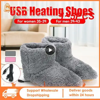 1~5PCS Iarna Usb Încălzire Papuci Barbati de Casa Calda Pantofi de Pluș Electric Papuci de casă Încălzită Lavabil Electric Pantofi de Încălzire Pad de Încălzire