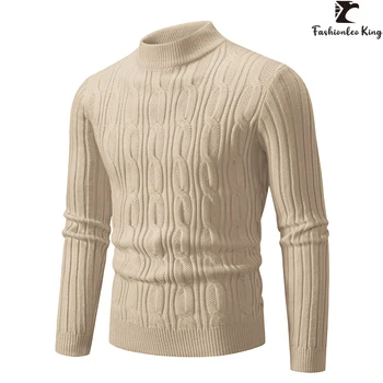 Toamna Iarna Nou-Castrați Pulovere Solid Jacquard Tricotate Pulovere Calde Subțire De Înaltă Calitate Pulover Sweatercoat